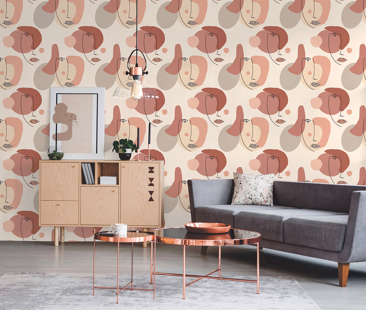 Papier peint Visage Moderne terracotta - Arty de Lutèce | AMB Réf. LTC-51210405