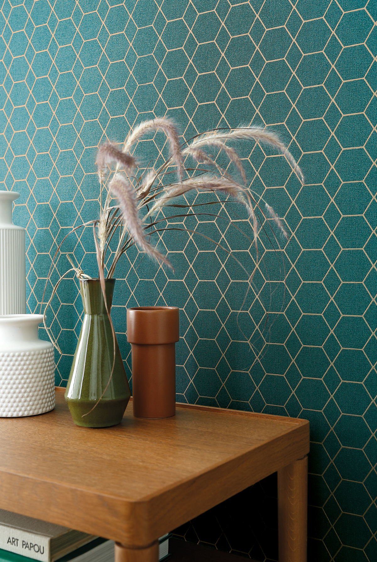 Papier peint Géométrique Hexagone Pytheas émeraude - Delta de Casamance | Réf. CAS-A72152652
