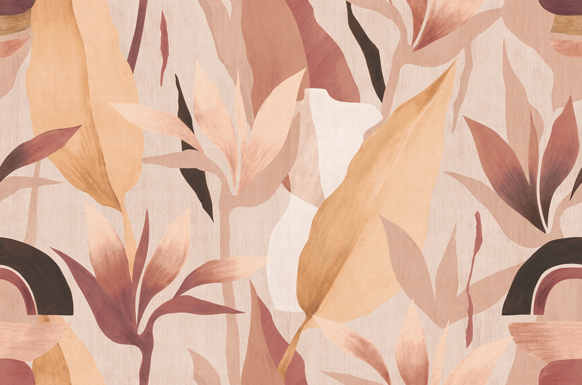 Papier peint panoramique Feuillage Venus rose - Panorama 2 de Lutèce | Réf. LTC-PAN1683C