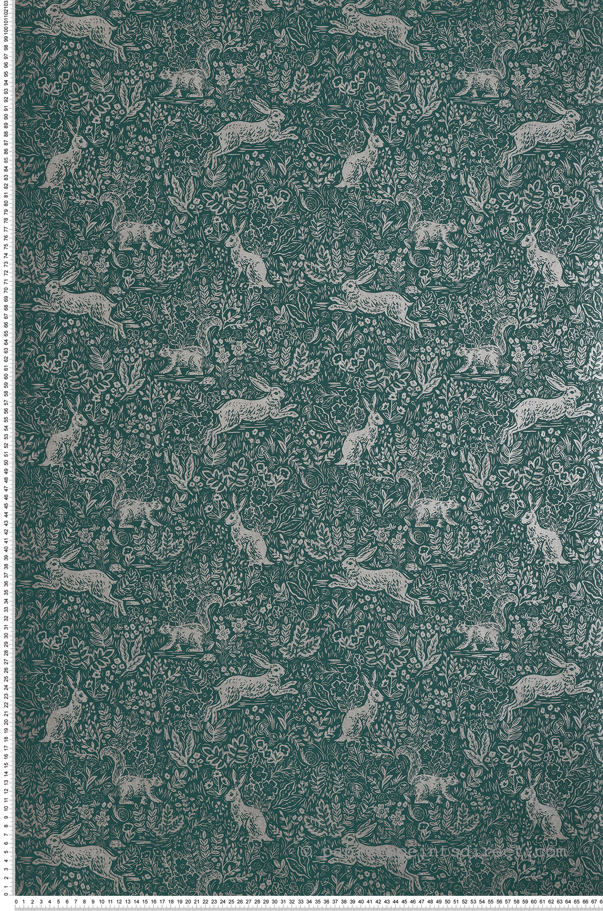 Papier peint Animaux Fable vert forêt - Rifle Paper Co. d'Initiales | Réf. INI-RI5104