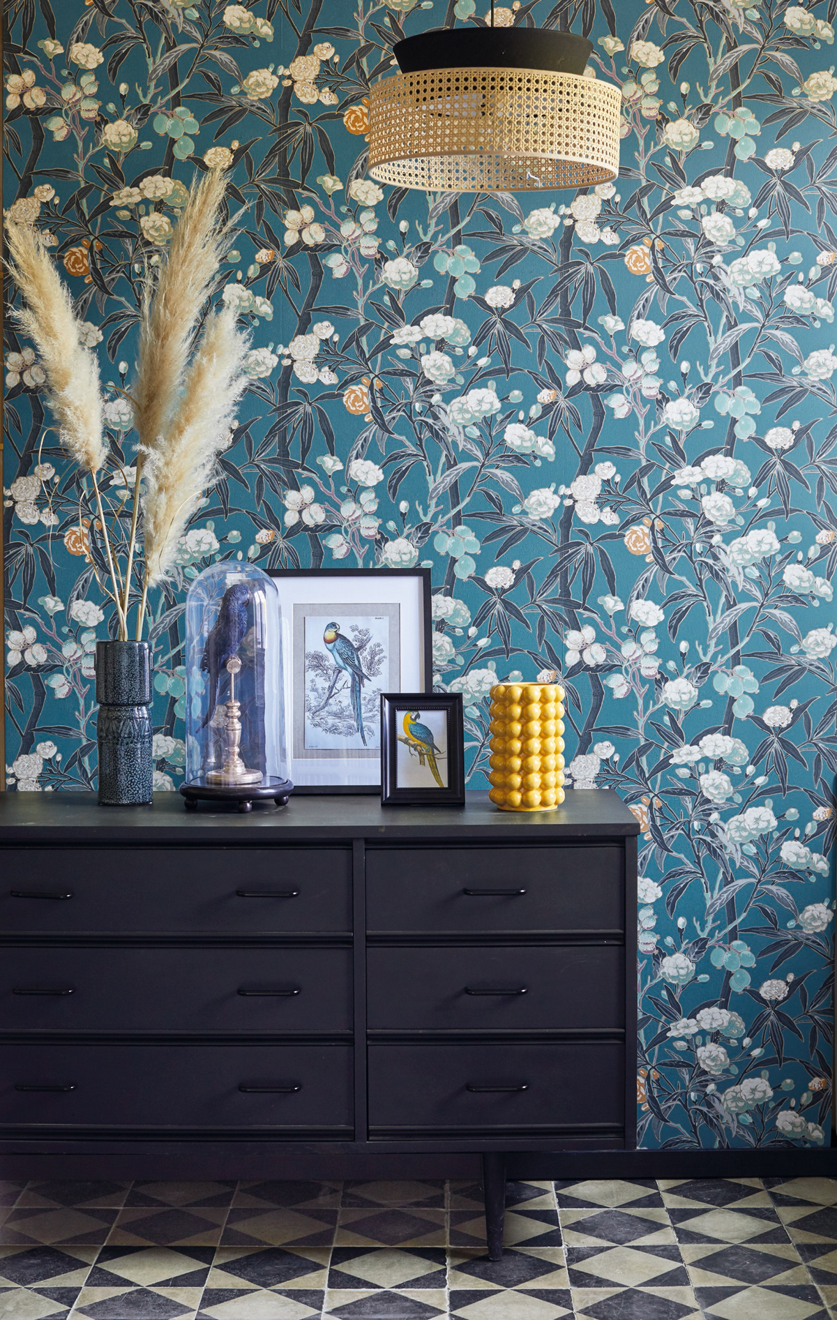 Papier peint tropical Habana Bleu Turquoise - Cuba de Casadéco | Réf. CBBA84336424