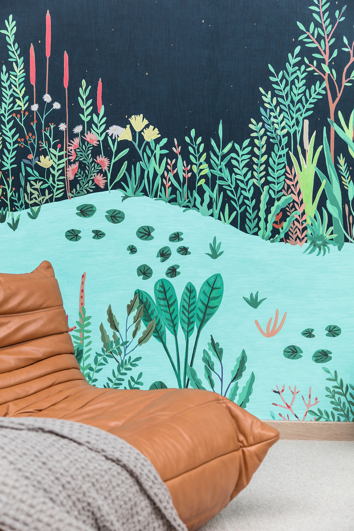 Papier peint panoramique Paysage Wait and Sea bleu et vert  - Sea You Soon de Casélio | AMB Réf. SYO102826777