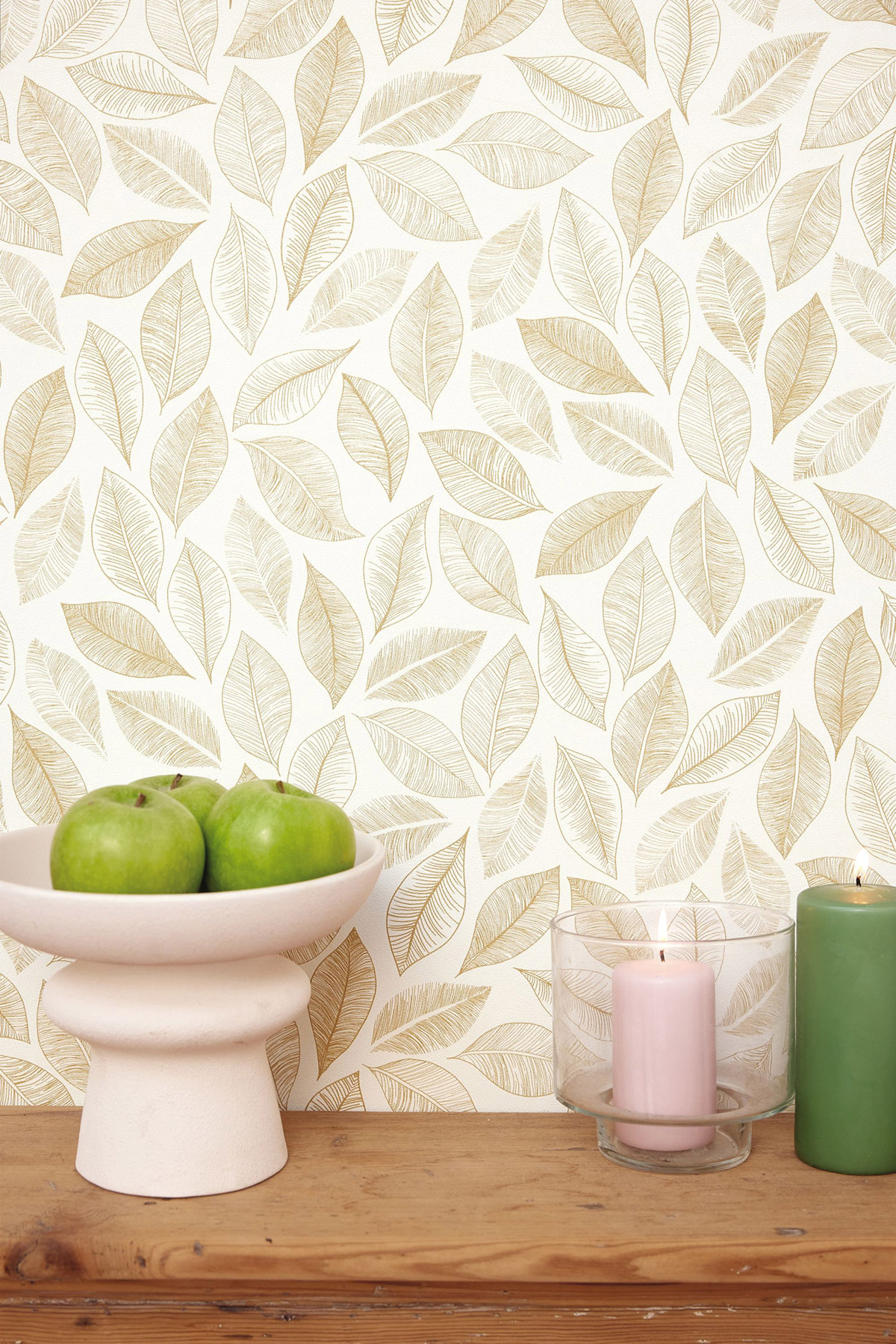 Papier peint Scandinave Feuille Bliss blanc doré - Green Life 2 de Casélio | Réf. GNL2105380246