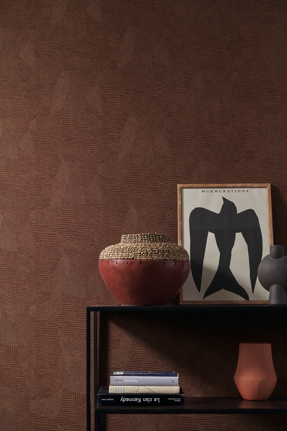 Papier peint Faux Uni Soroa terracotta - Végétal de Casamance AMB2 | Réf. CAS-74091282