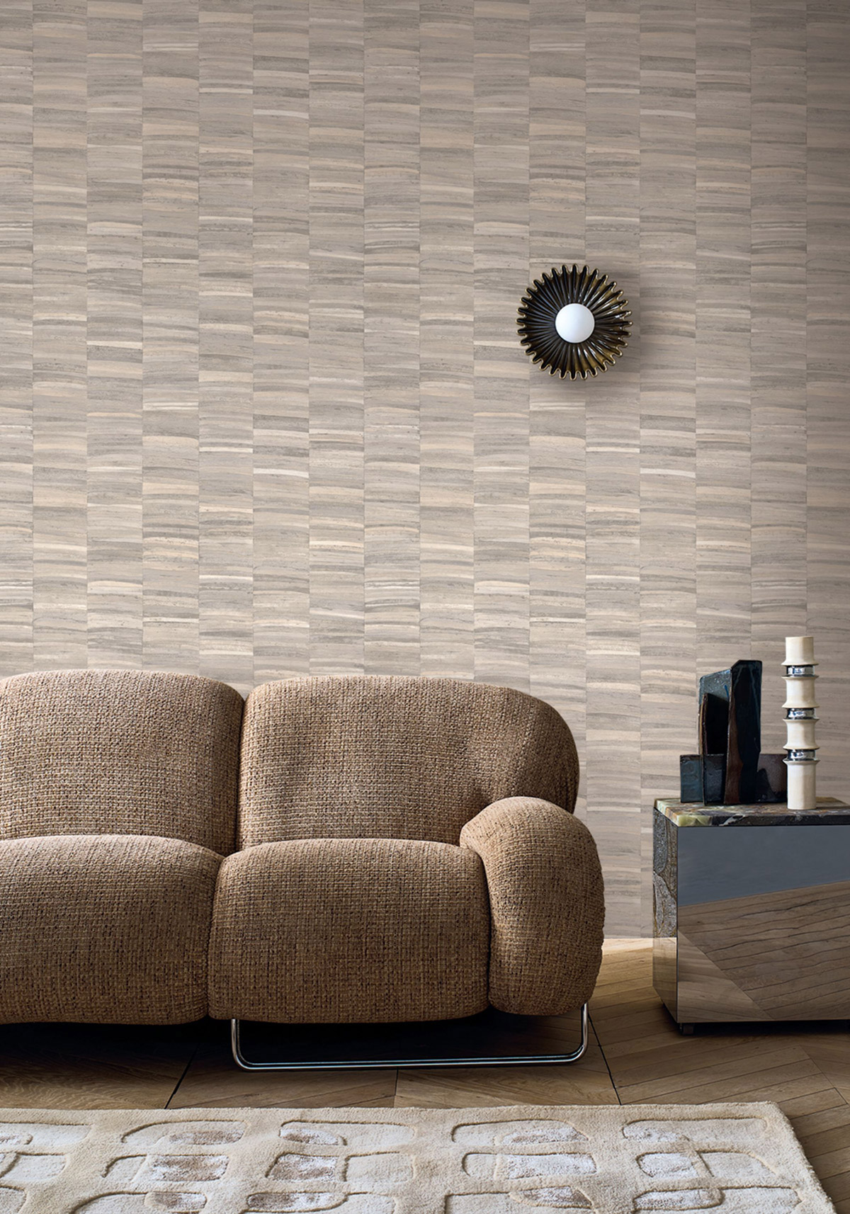 Papier peint Texture Brute Stylosa gris galet - Nature Précieuse de Casamance | Réf. CAS-76501324