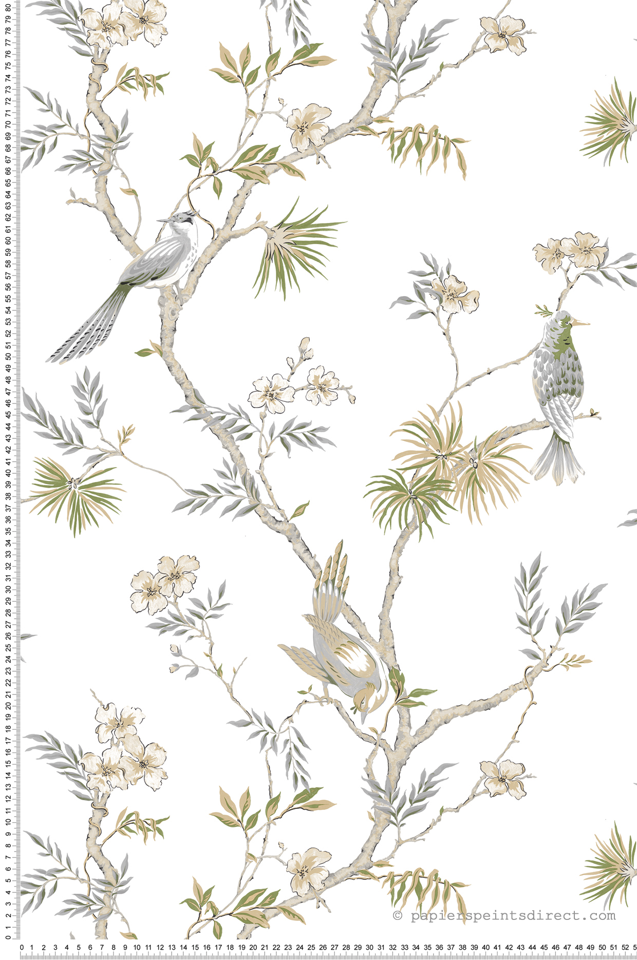 Papier peint Oiseau Exotique gris - Jardin Secret de Lutèce | Réf. LTC-G78492
