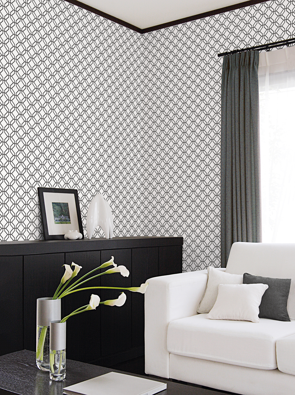 Papier peint Claustra Hexagone noir - Jardin Secret de Lutèce | Réf. LTC-G78525