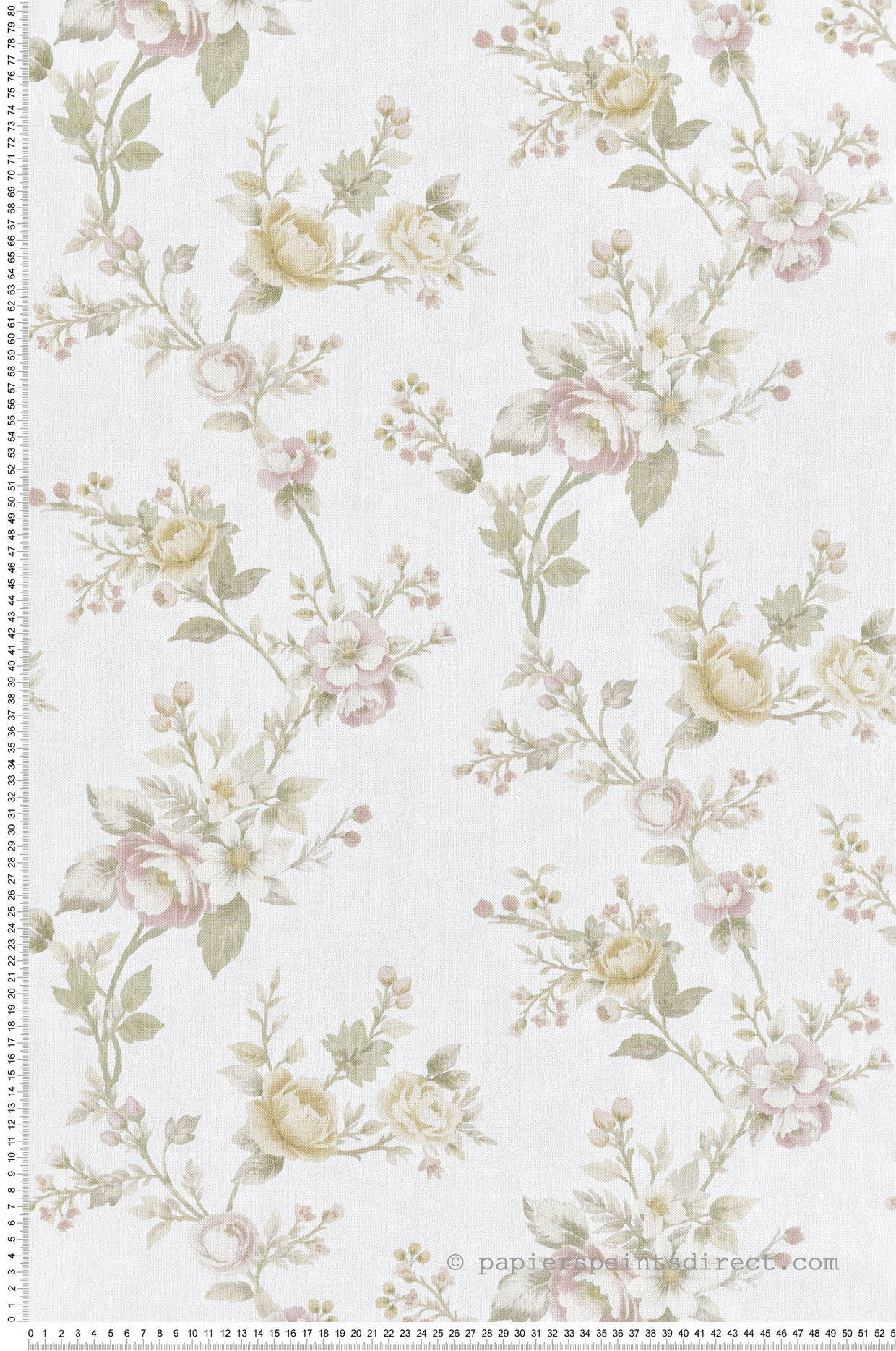 Papier peint Ramage Fleuri beige vert pastel - Garden Party 2 de Montecolino | Réf. MC-8325