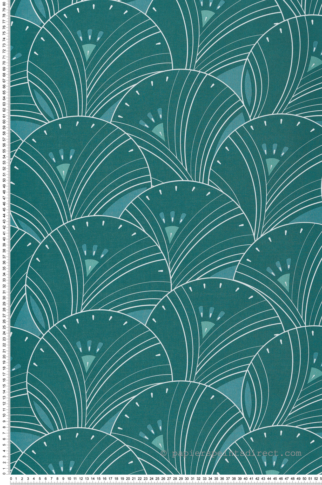 Papier peint Art Déco Léonie bleu canard - Villa Rosalie de Lutèce | Réf. LTC-51223804