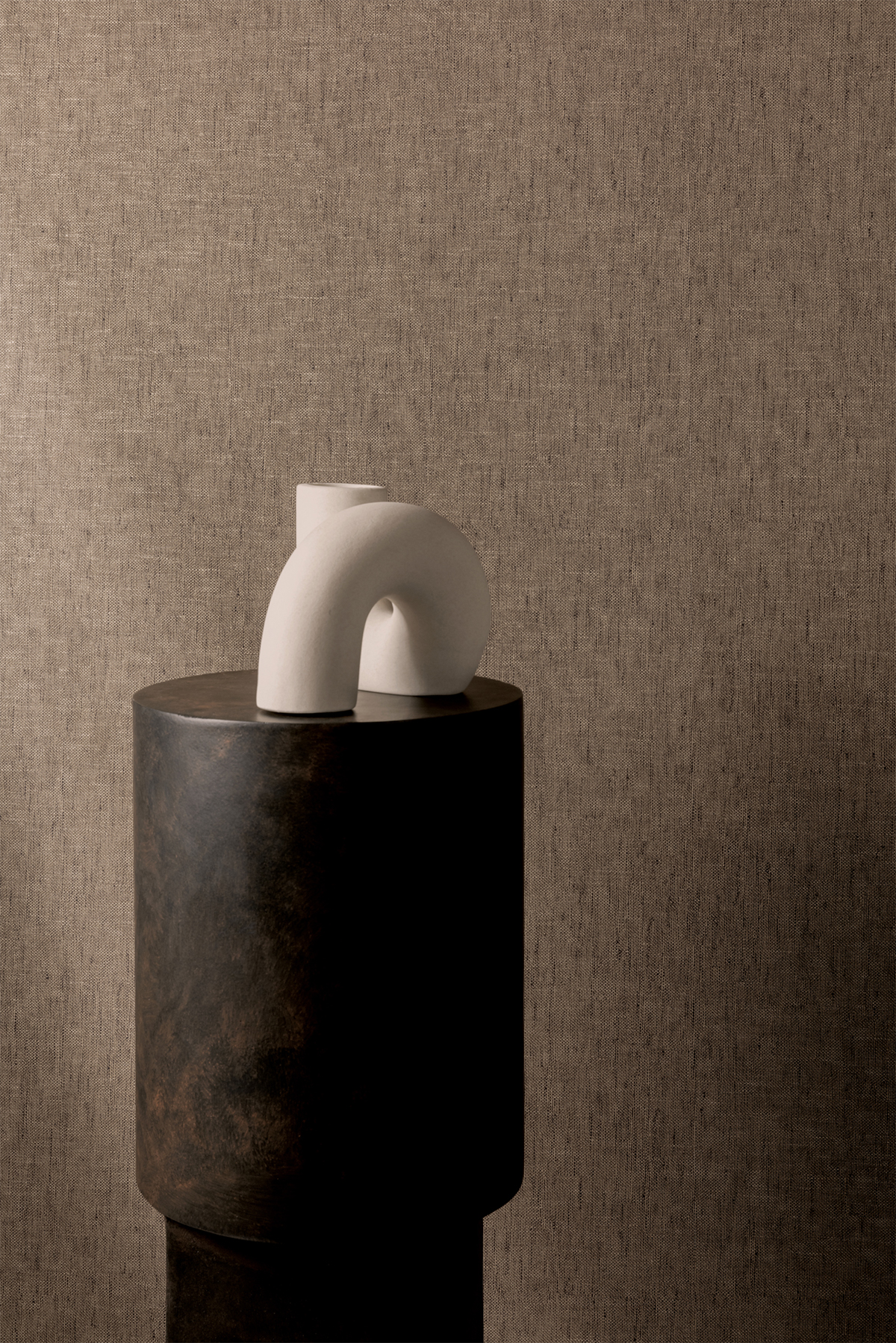 Papier peint Faux Uni Lin Telis marron irisé - Joy de Masureel | Réf. MAS-JOY303