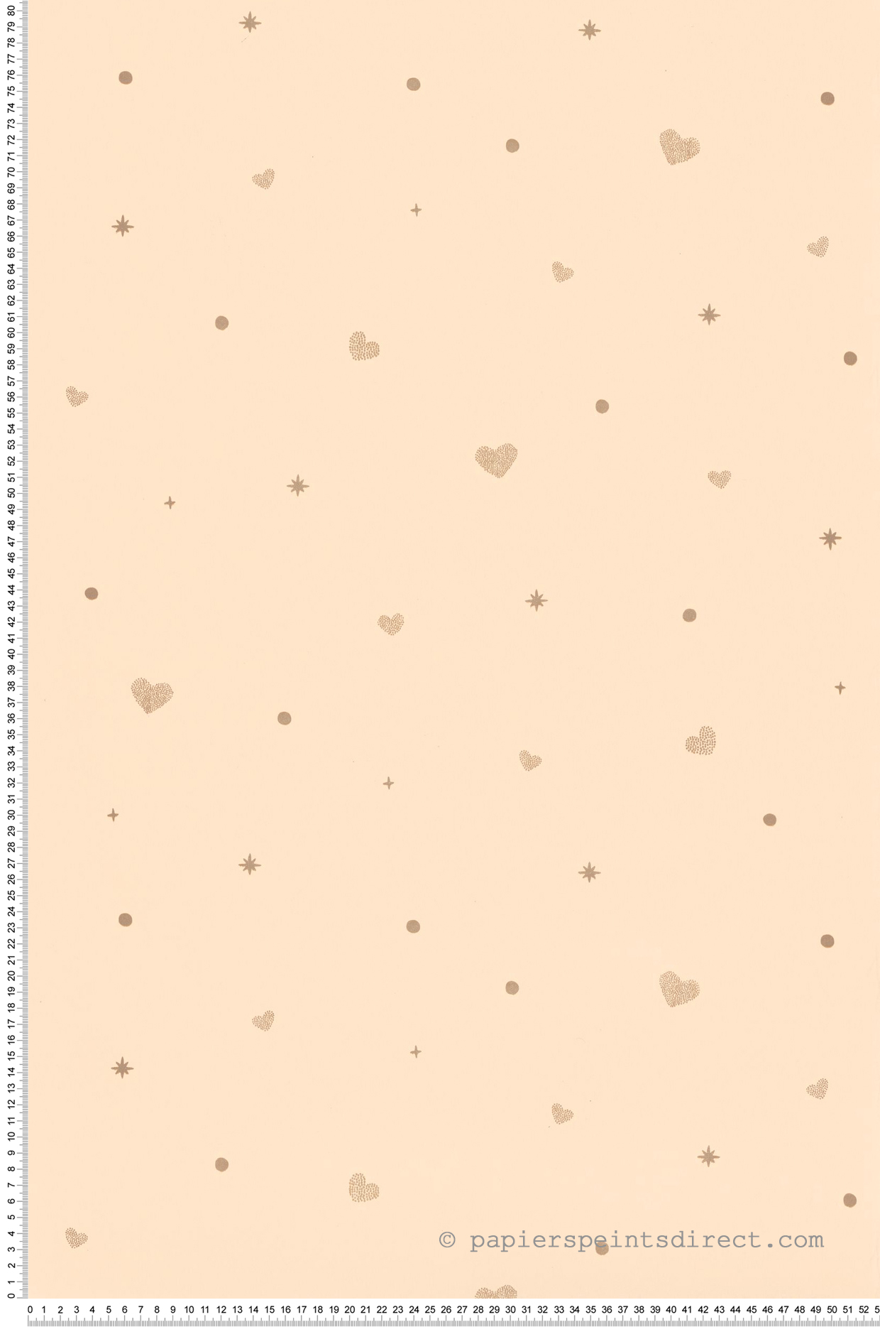 Papier peint Cœur Estelle beige rosé doré - Let's Go Girls! de Casélio | Réf. LGG104444403
