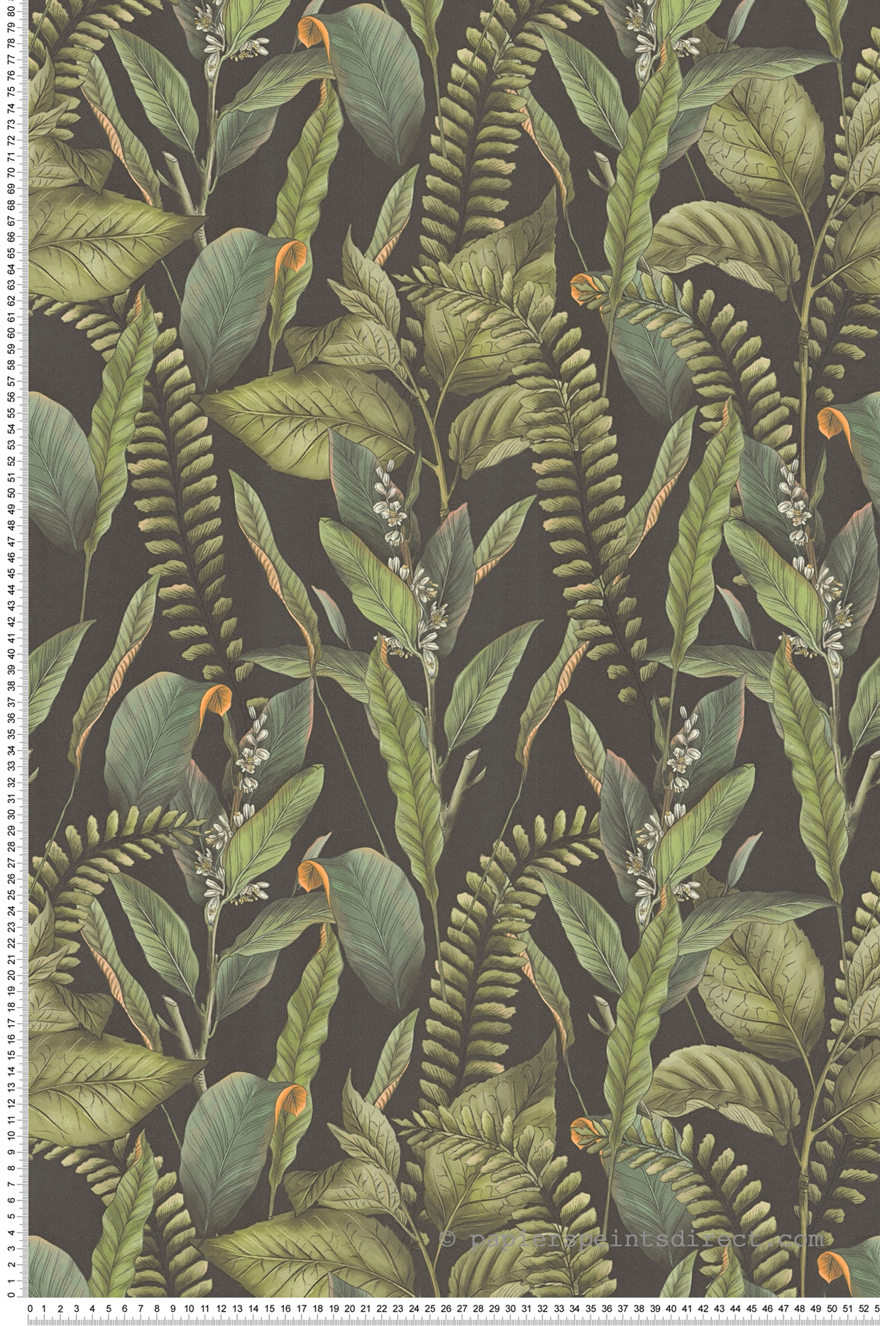 Papier peint Végétation Jungle vert noir - Drawn Into Nature de Livingwalls | Réf. 39413-1