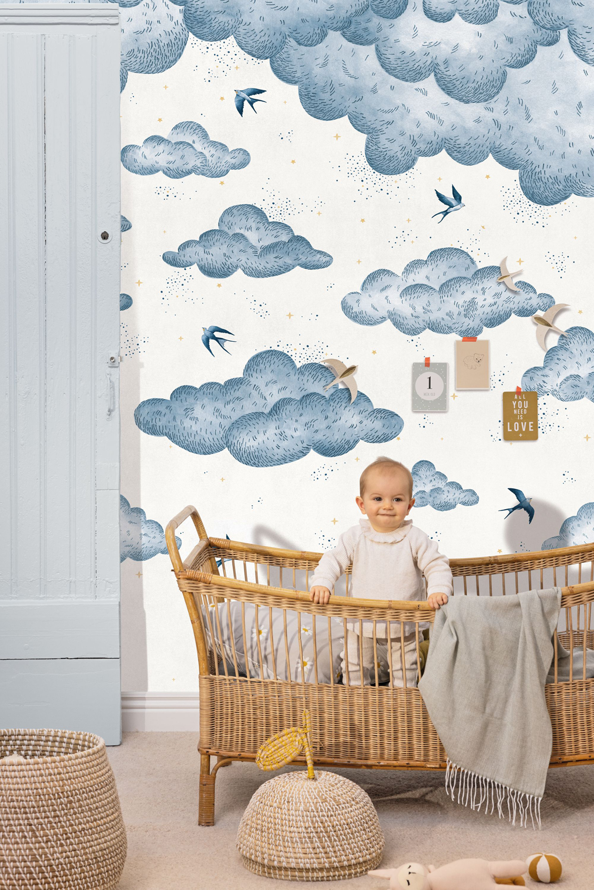 Papier peint panoramique Nuit Hirondelle Universe bleu L 200X310 - Pimp My Wall de Casélio | Réf. PMW105186004