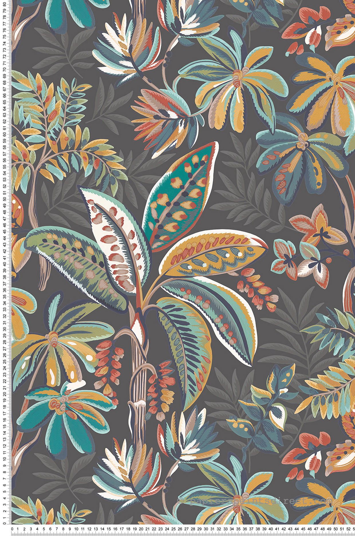 Papier peint Palmier Toile de Peinture Tivoli multicolore noir - Irisa d'Osborne & Little | Réf. OSB-W7853-01