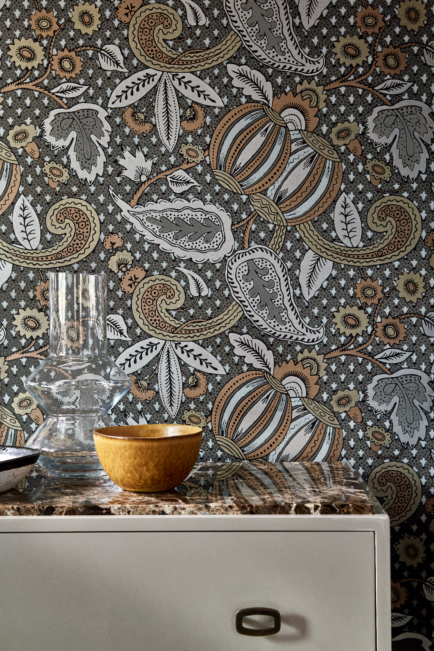 Papier peint cachemire Pomegranate Prophet - National Trust Papers de Little Greene AMB2 | Réf. 0245POPROPH