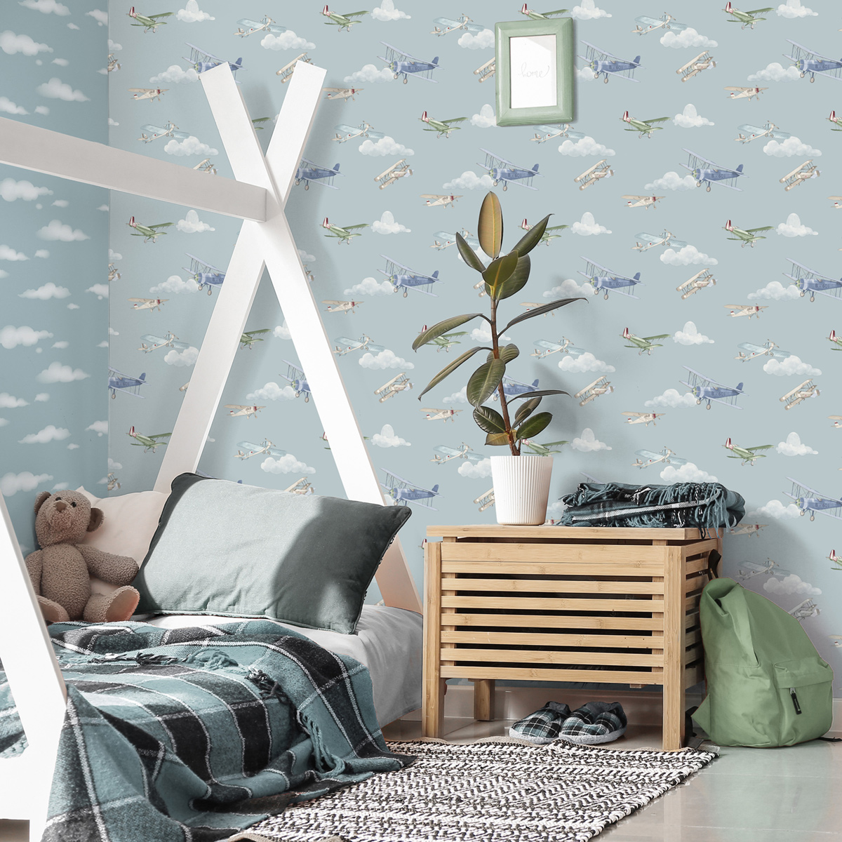 Papier peint Avion Enfant bleu - Imagine de Lutèce | Réf. LTC-DL27548