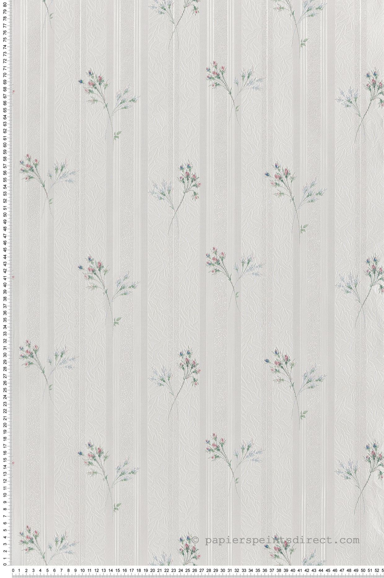 Papier peint Rayure et Fleur blanc cassé irisé- Grand Classic de Montecolino | Réf. MC-Z66863