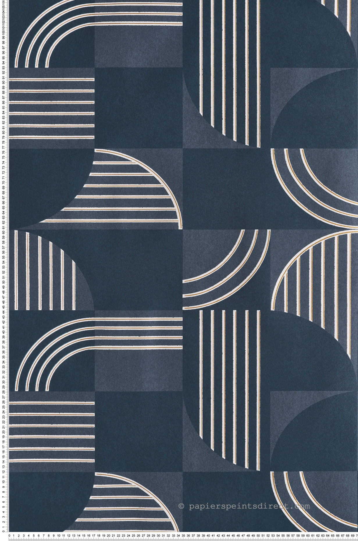 Papier peint Vintage Années 30 marine doré - Faubourg des Lumières de Casamance | Réf. CAS-76271528