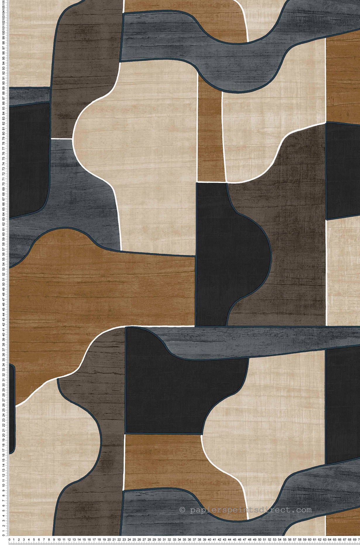 Papier peint Graphique Modernismo Puzzle gris marine - Modernismo de Casamance | Réf. CAS-76820406