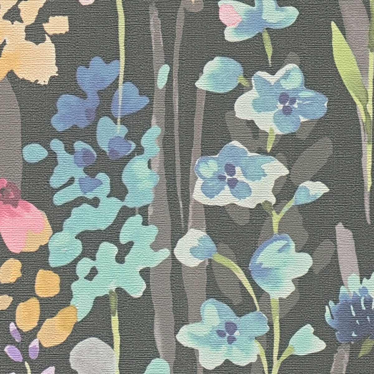 Papier peint Prairie Fleurie Aquarelle noir multicouleurs - Aquarell Dreams d'A.S. Création AMB4| Réf. AS-396064