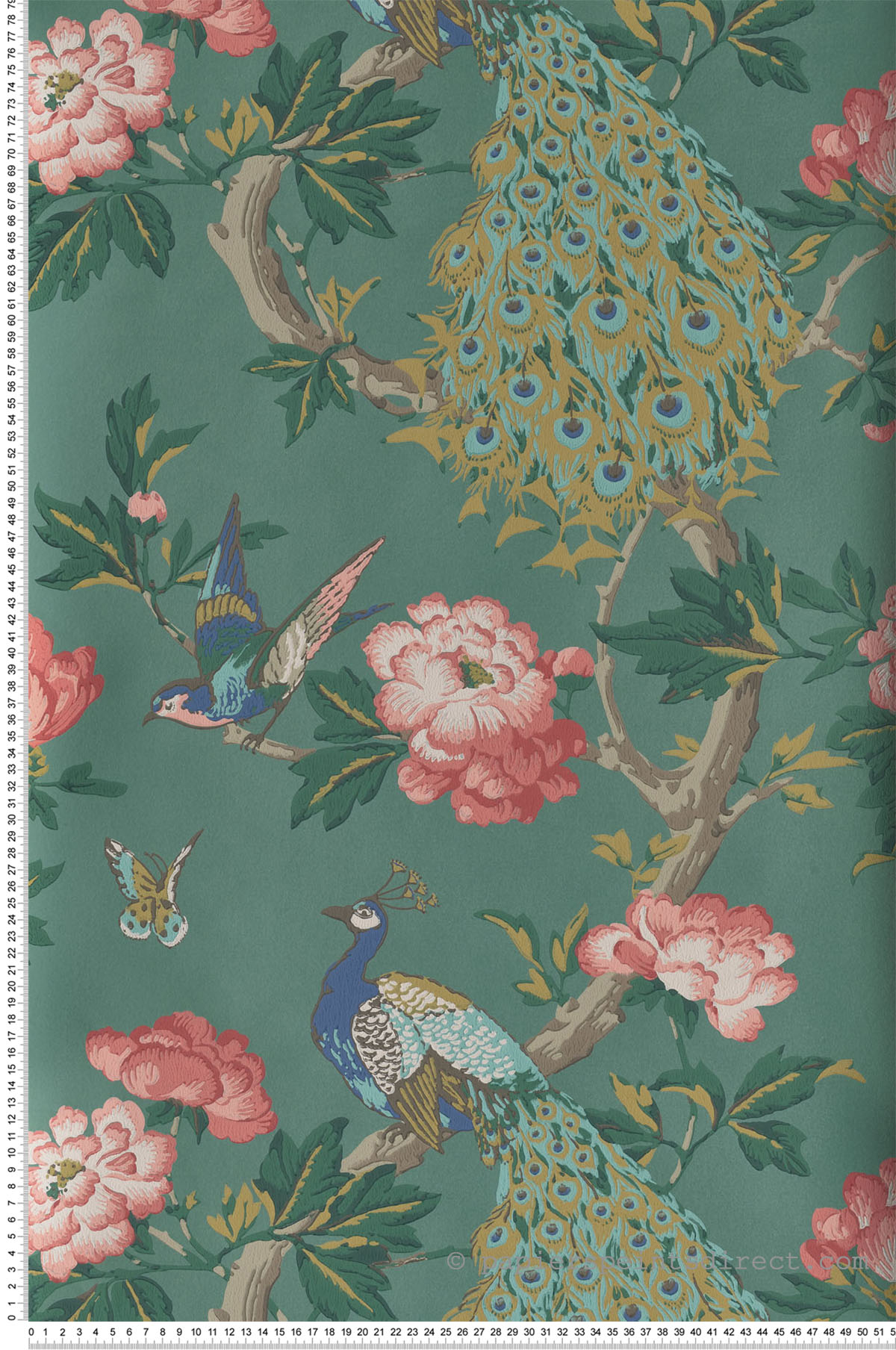 Papier peint vintage paon Pavona Vivienne - National Trust Papers de Little Greene | Réf. 0245PAVIVIE