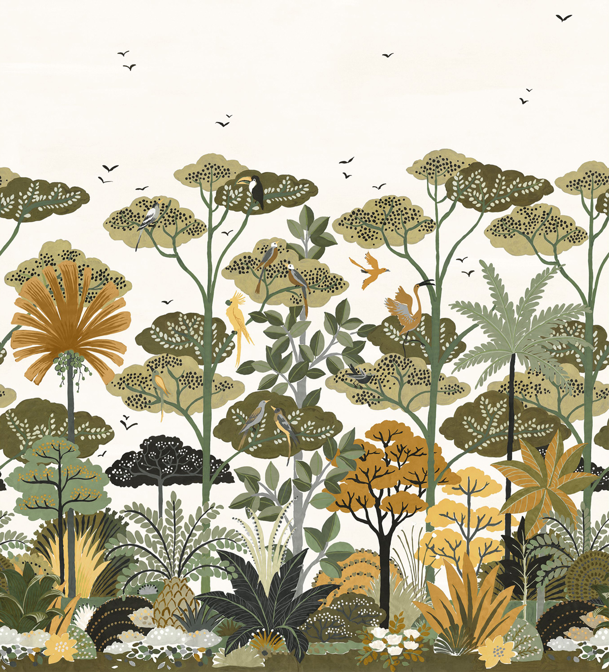 Papier peint Panoramique Forêt Tropicale Kandy vert kaki - Golfe du Bengale de Casamance | Réf. CAS-75983262