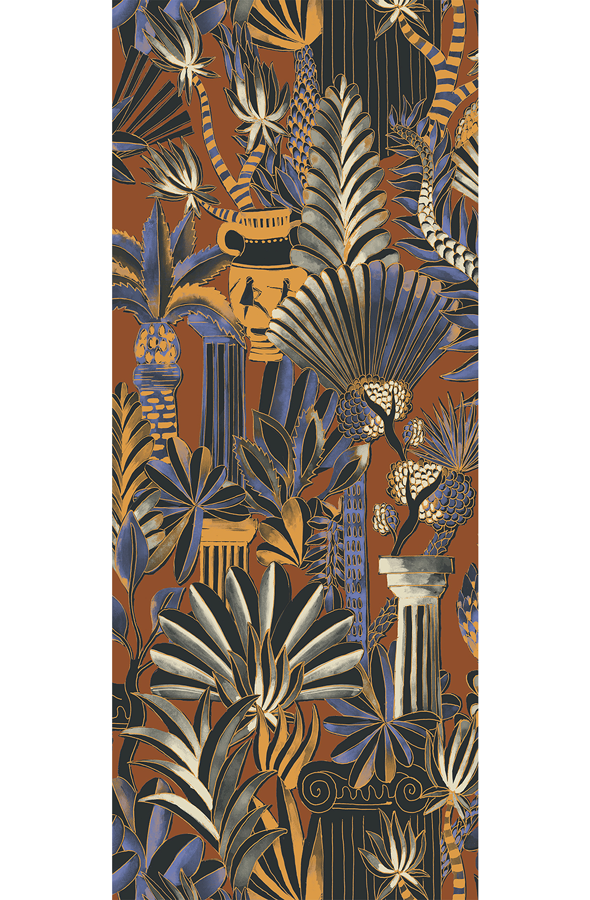 Papier peint panoramique Jungle Antique Trésor orange brique - A H260 - Wall Designs IV de Masureel | Réf. MAS-DG4TRE1031-260
