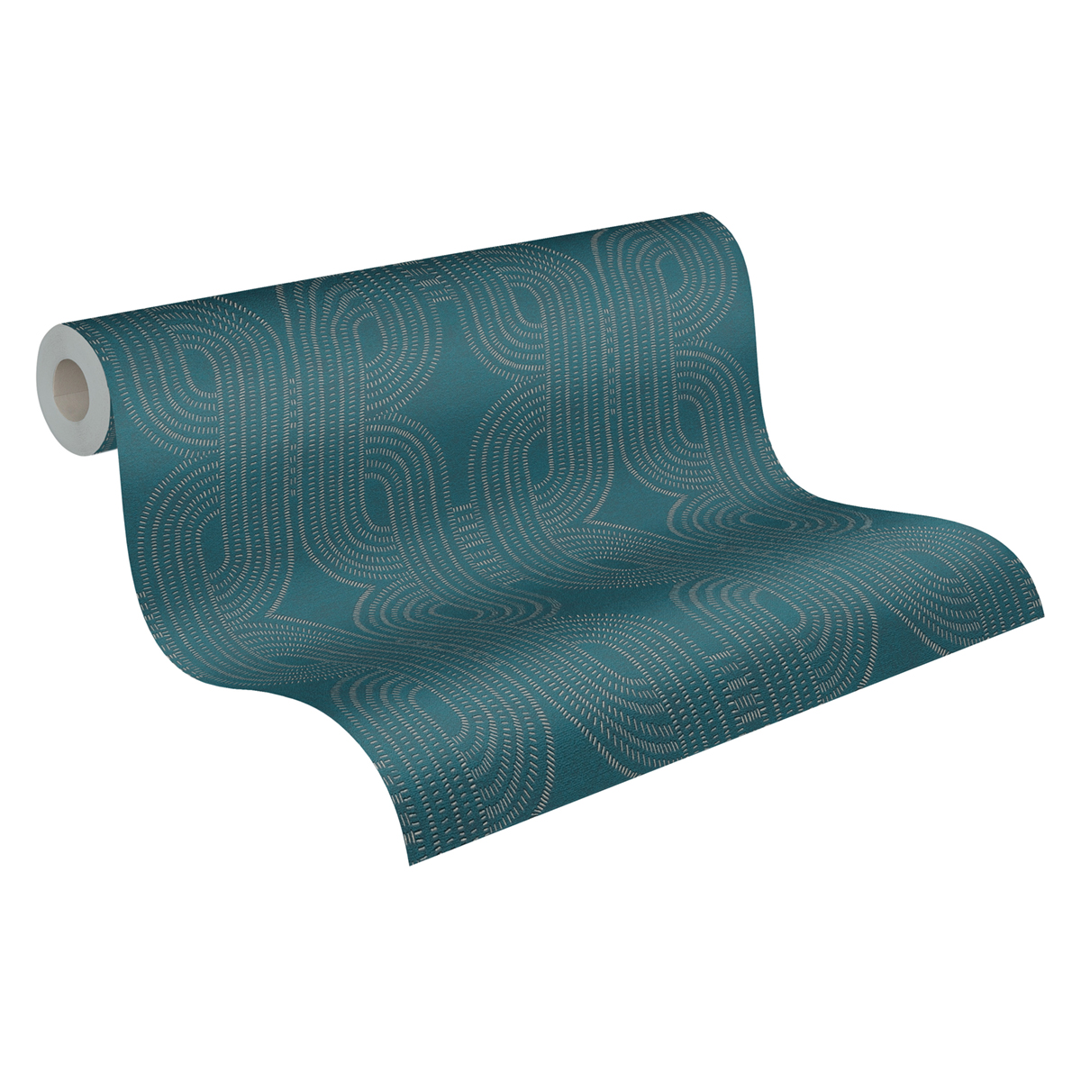 Papier peint Maille Art Déco bleu argenté - French Affair d'A.S. Création ROLL | Réf. AS-399373