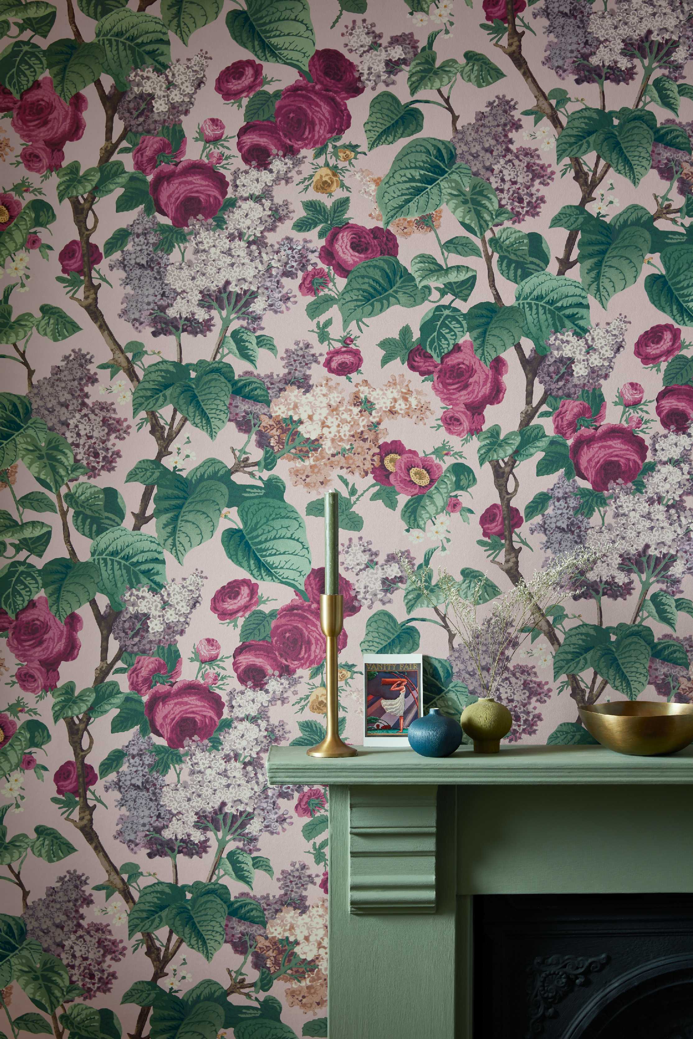 Papier peint Fleur Vintage Floribunda rose blush - V&A Decorative Papers d'Initiales | Réf. INI-31116802