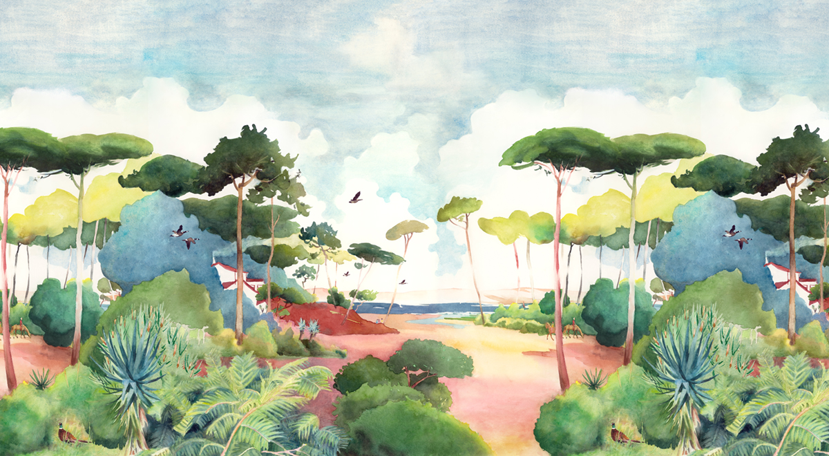 Papier peint panoramique Forêt A+B+C+D - 1/2/3/4/5/6/7/8/9/10/11/12 - Isidore Leroy