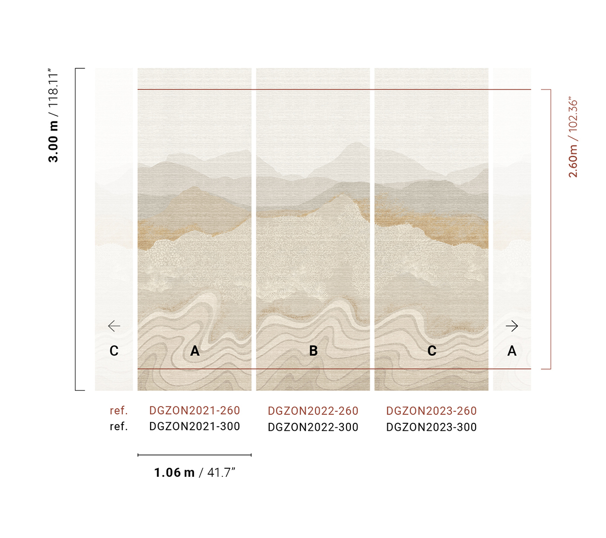 Papier peint panoramique Montagne Nebula beige - B H260 - Amazone de Masureel | Réf. MAS-DGZON2022-260
