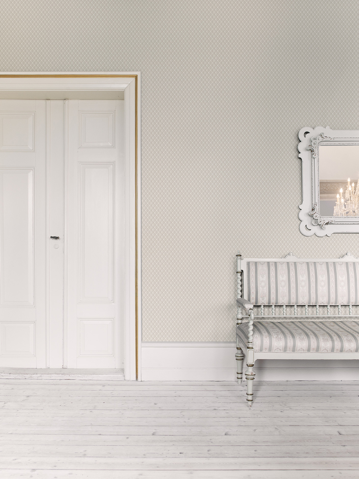 Papier peint Diamant Vintage Brillant grège métallisé - Demeures de Montecolino | Réf. MC-650626