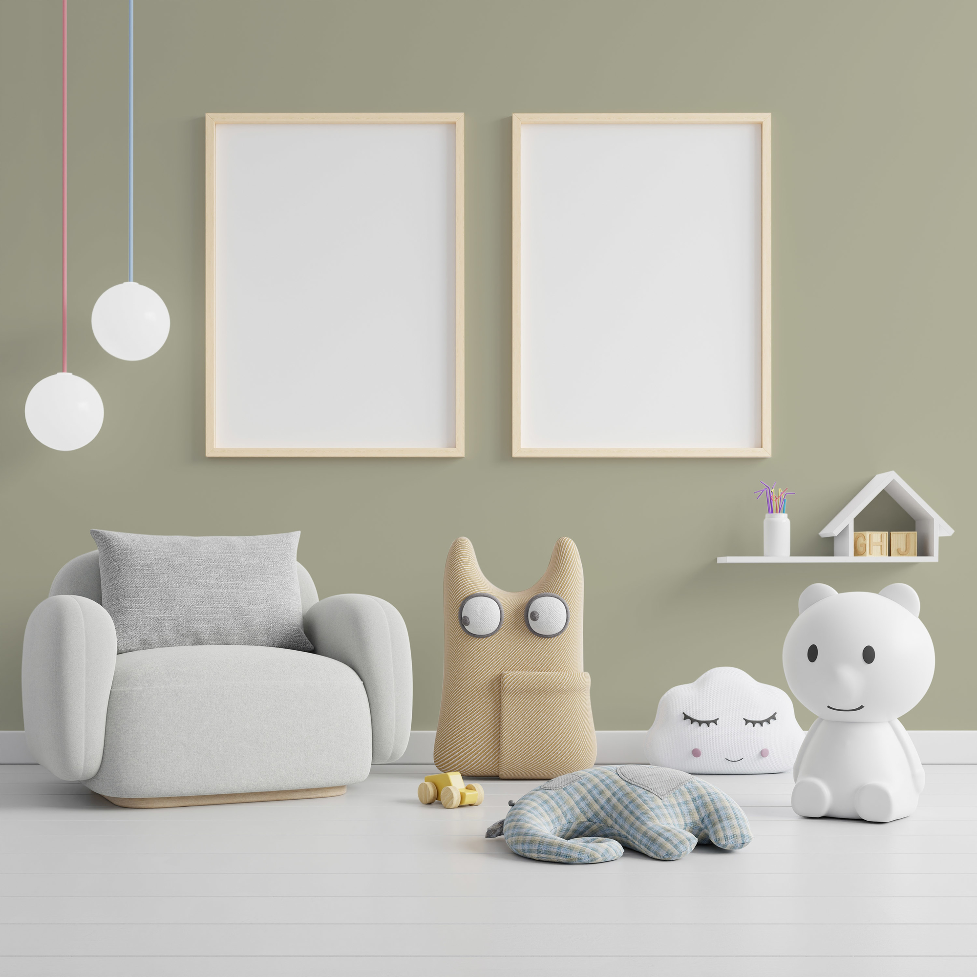 Photo numéro 2 d'une pièce avec un mur peint avec la peinture  Puro vert gentle lime  - c6007