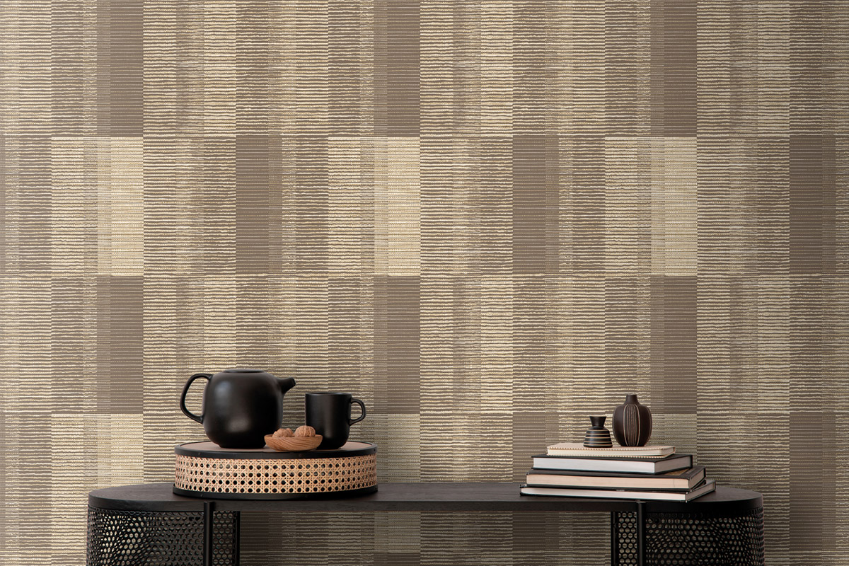 Papier peint Rayure Tissage brun beige - Atacama de Montecolino | Réf. MC-IM28030