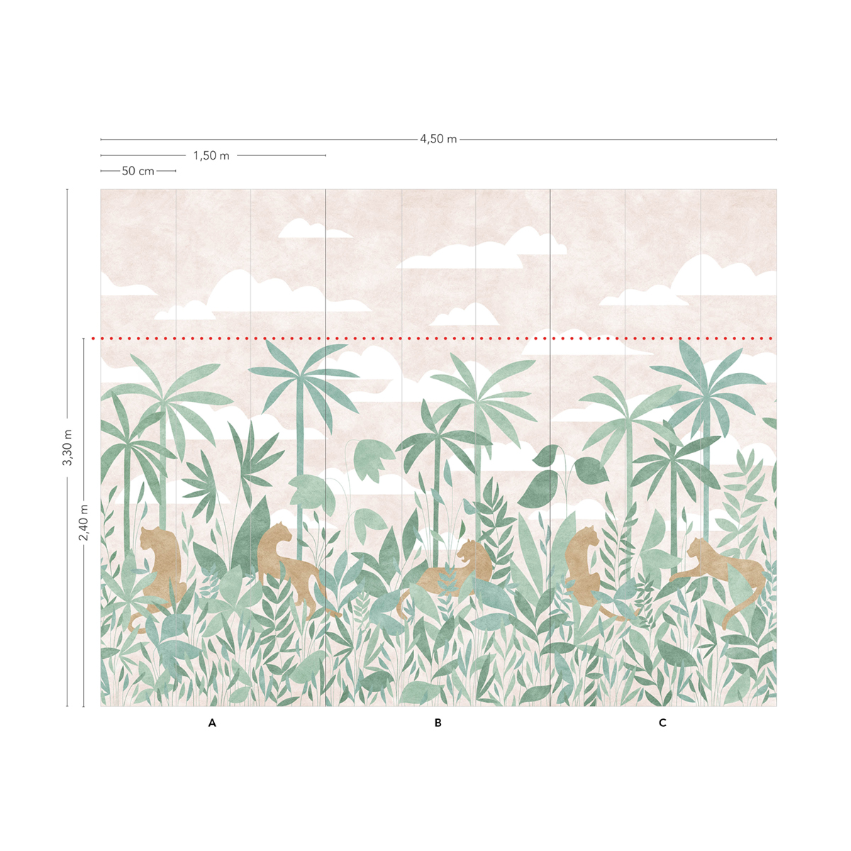 Papier peint panoramique Paradis des Tigres Jour A+B+C - 1/2/3/4/5/6/7/8/9 - Isidore Leroy