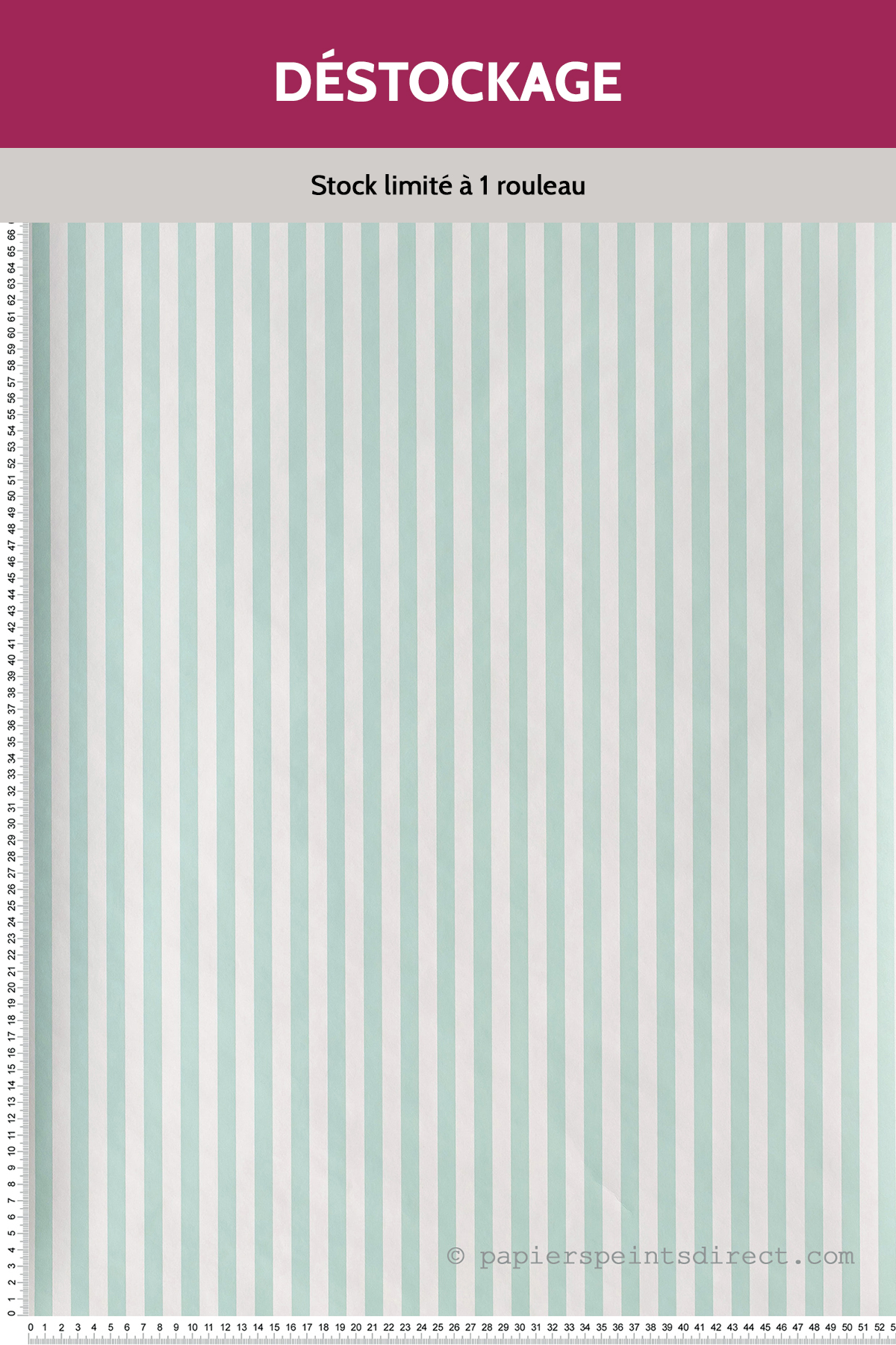 Papier Peint Destockage - Rayures vert d'eau - Rose & Nino