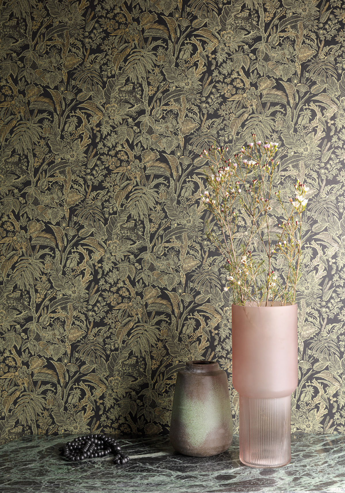 Papier peint Feuillage Onikar vert doré - Summer de Masureel | Réf. MAS-SUM505