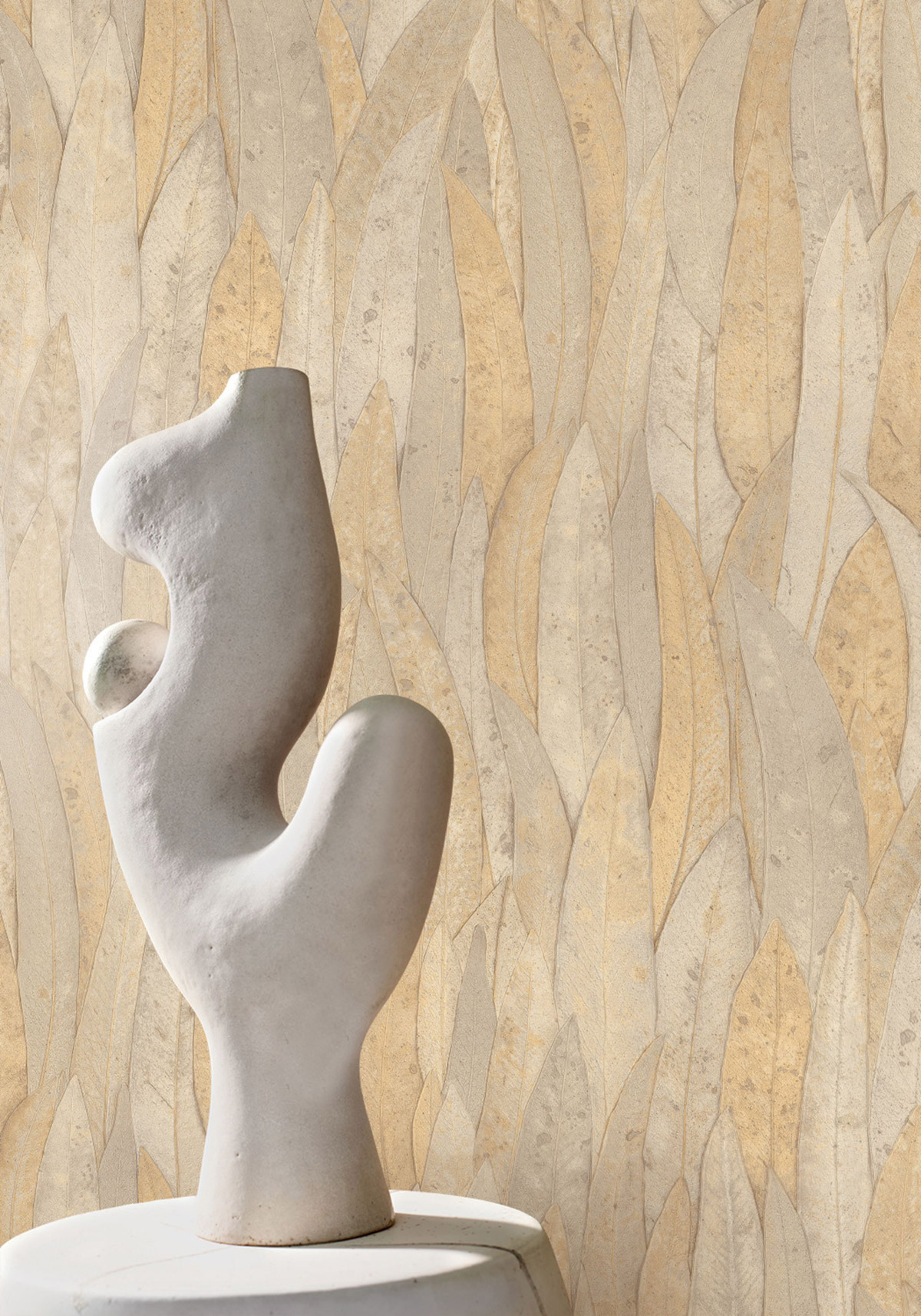 Papier peint Feuille Neluwa paille - Nature Précieuse de Casamance | Réf. CAS-A75962956