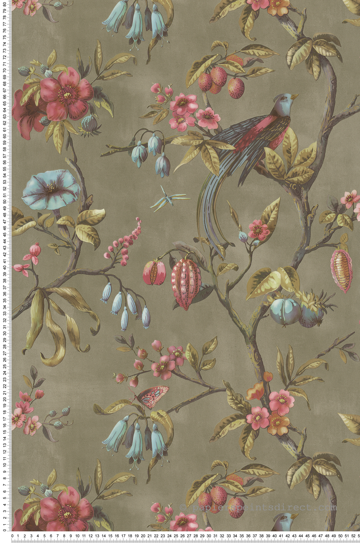 Papier peint Oiseaux de Paradis vert-gris - Bloom de Lutèce | Réf. LTC-BLO445