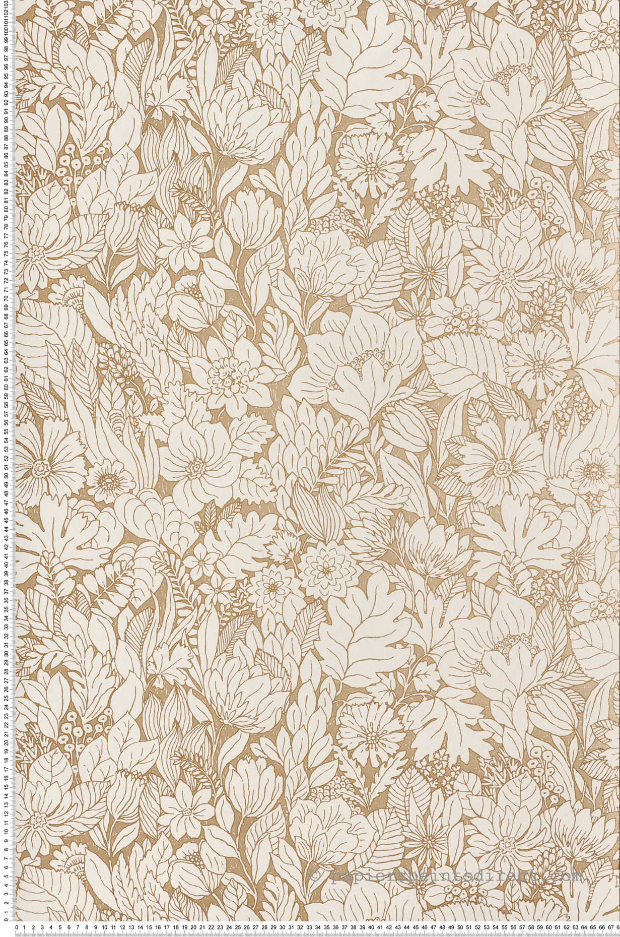 Papier peint Fleur Dahlia vanille et or - Eté Indien de Casamance | Réf. CAS-75111732