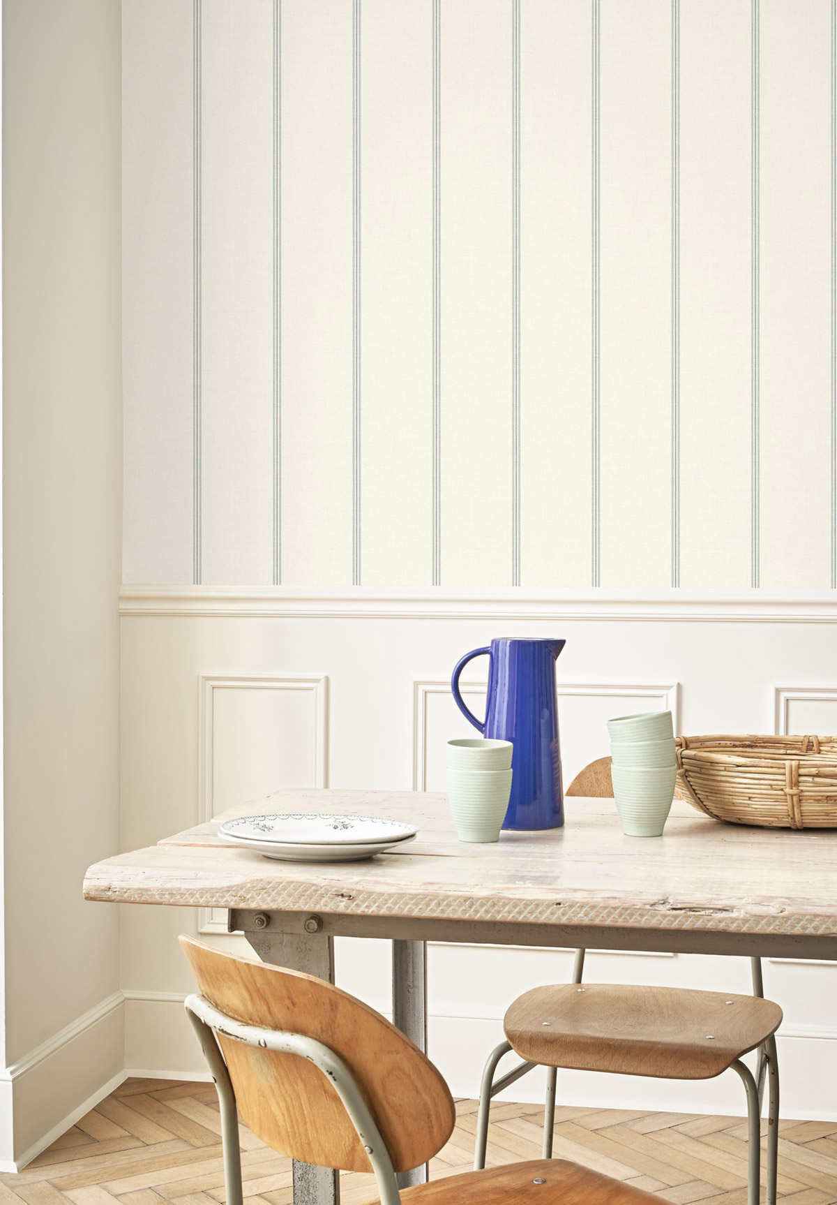 Papier peint Rayure Vintage Saint Briac bleu - Seaside de Casadéco | Réf. SEAS201516226