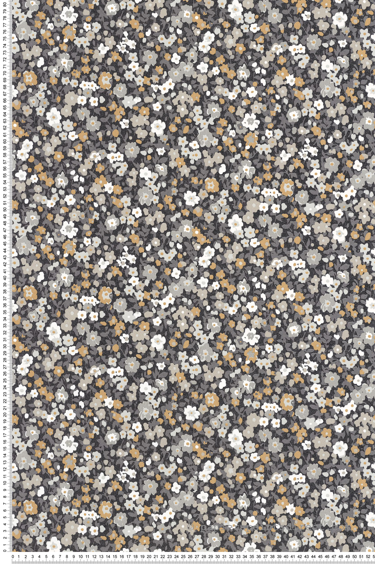 Papier peint Liberty Pansy noir camel - Flower Market de Casadéco | Réf. FLOM89219509