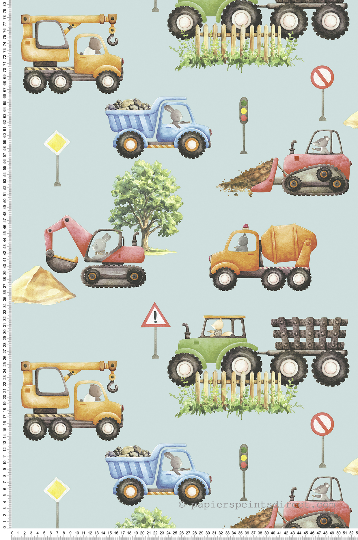 Papier peint Chantier Tracteur bleu d'eau - Sweet Dreams d'Ugépa | Réf. UGP-N06909