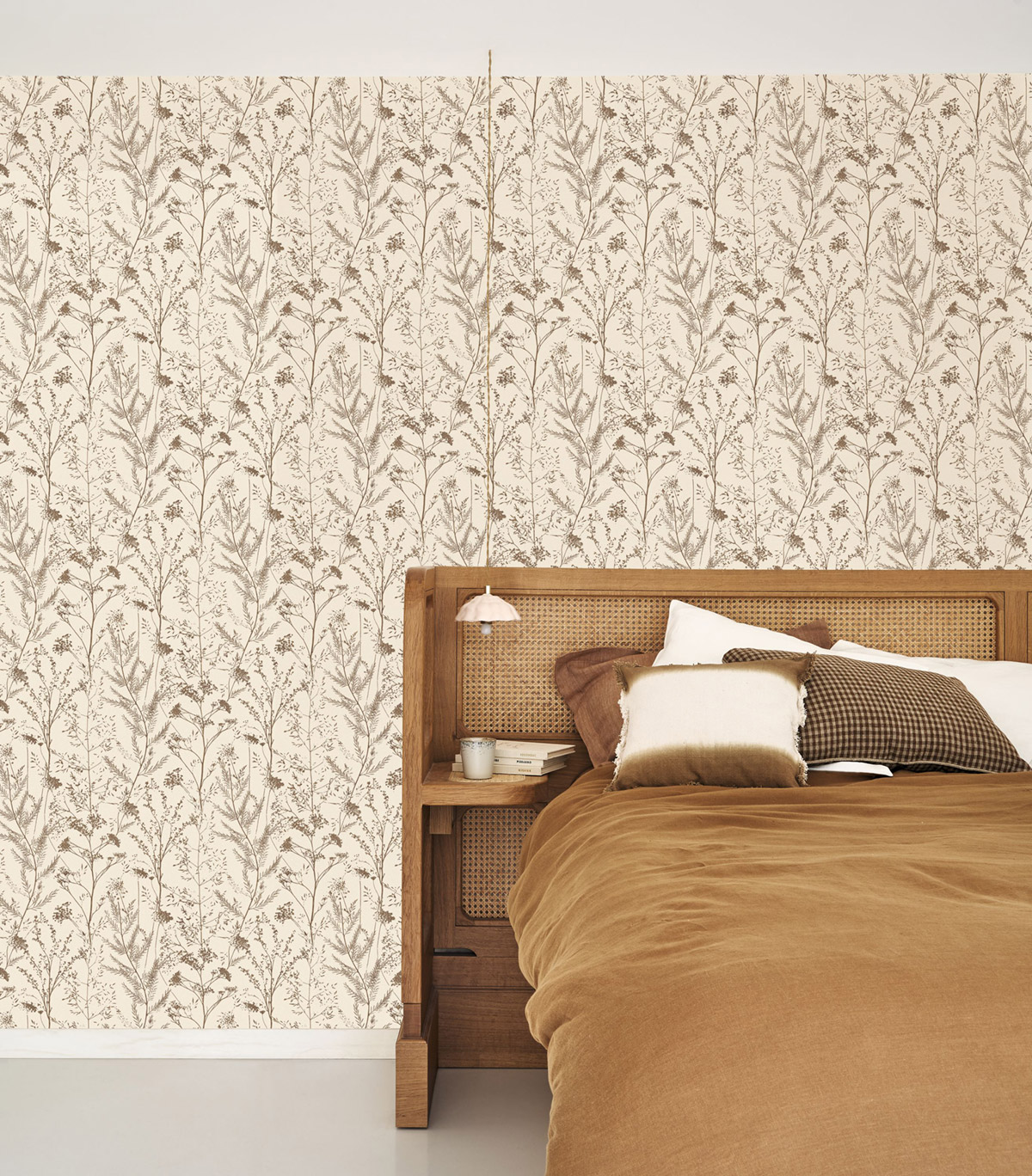 Papier peint Floral Prairie marron métallisé - Sentier des Dunes de Casadéco | Réf. SENT200952844