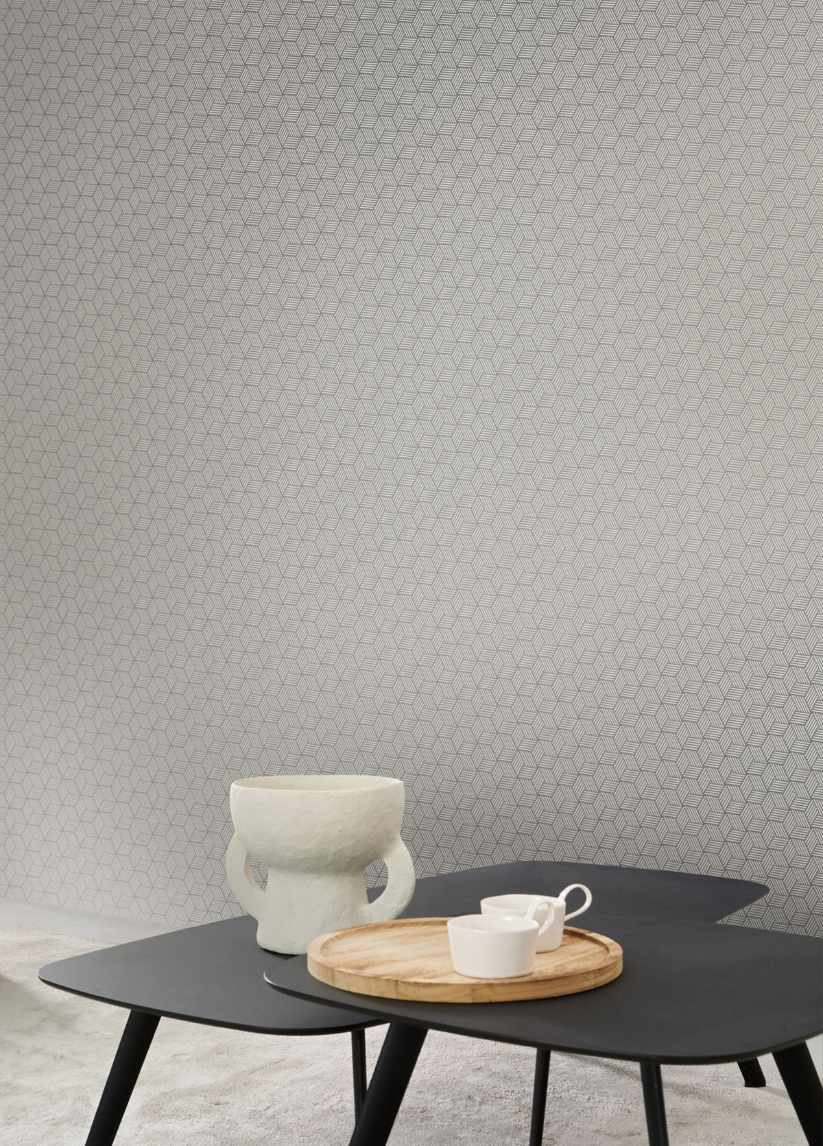 Papier peint Cube 3D Connexions Métallisé gris argenté - Alchimie de Casadéco | Réf. ALMI89949180