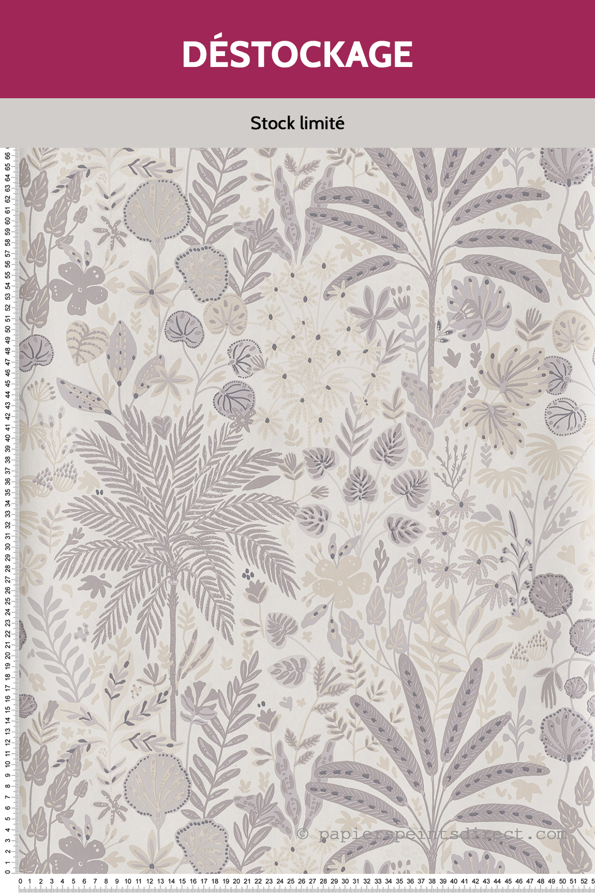 Papier peint Destockage - Jungle tropicale Hope gris/beige - Hygge de Casélio