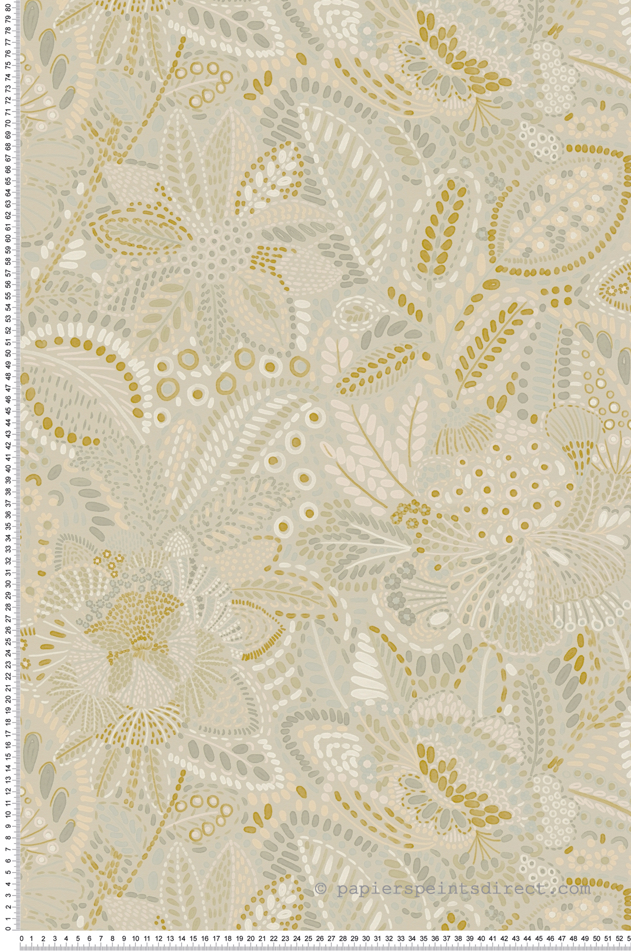 Papier peint Végétaux Mosaica beige moutarde - Cuba 2 d'A.S. Création | Réf. AS-780254