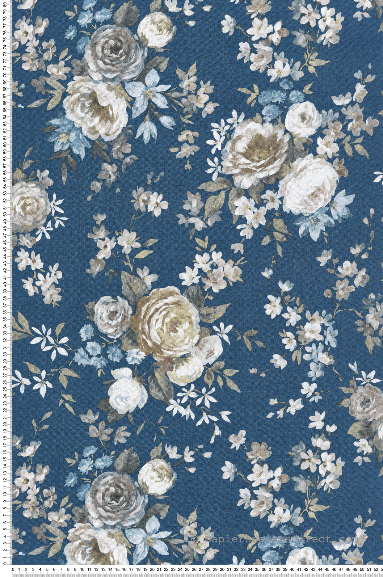 Papier peint Classique Grosse Fleur bleu taupe - Garden Party 2 de Montecolino | Réf. MC-8313