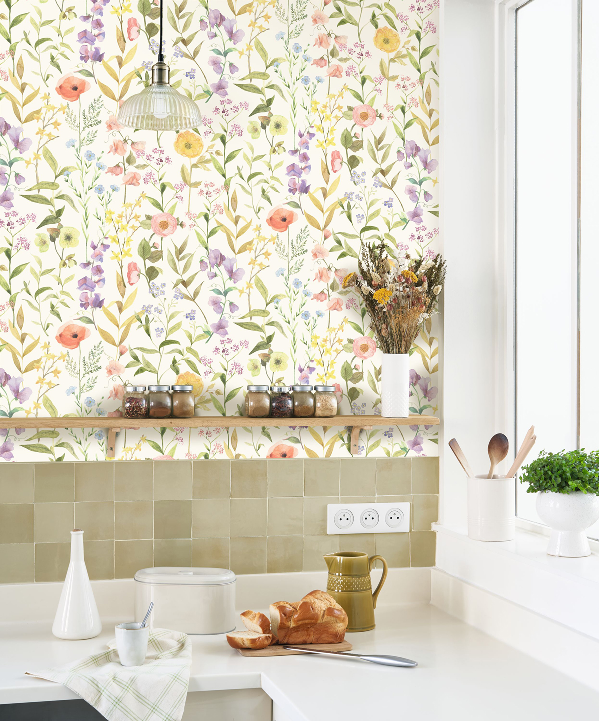 Papier peint Fleurs des Champs Bouquet multicolore - Le Beau Jardin de Casadéco | Réf. BJAR87650825
