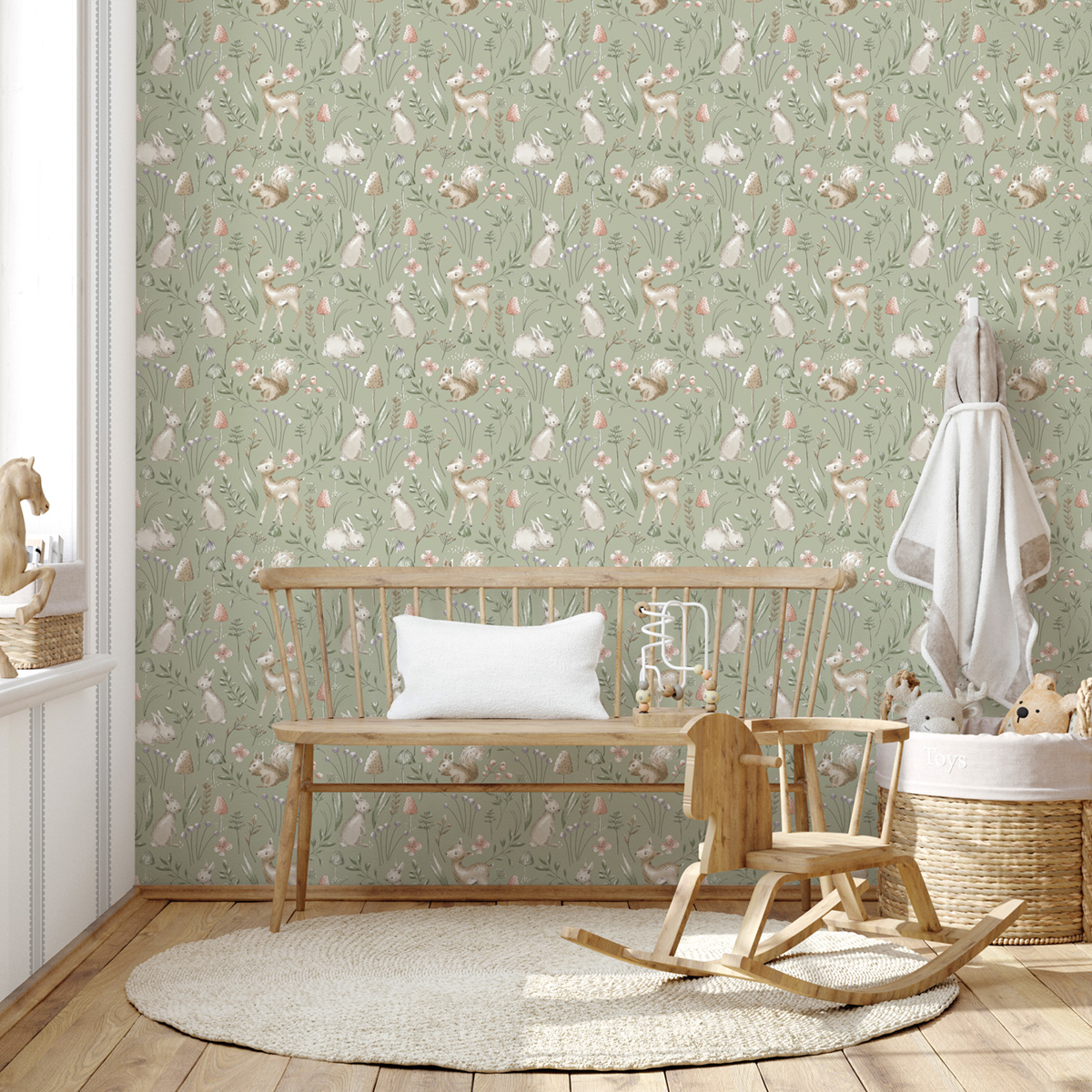 Papier peint Animaux Lapin Forêt vert - Imagine de Lutèce | Réf. LTC-DL27547
